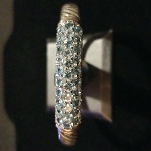 Sterling Silver 3.8ct Apilate Cluster Hinged Cuff Bracelet